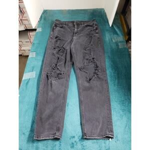 American Eagle Jeans Size 6 Womens Black Pants Denim Mid Rise Mom Straight